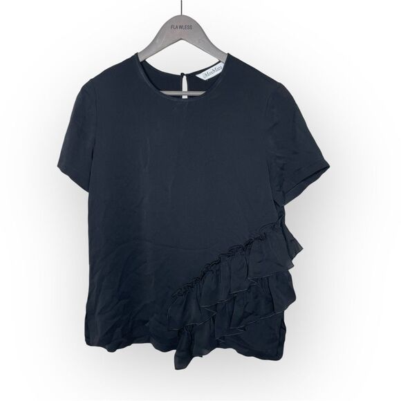 Max Mara Briose Silk Top in Black Size 8 - Picture 6 of 11